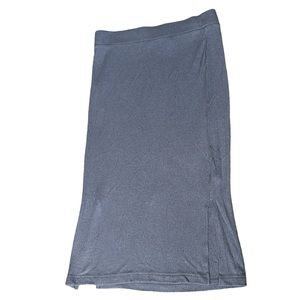 en Thread Double Slit Grey Ankle-Length Knit Maxi Skirt